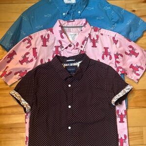 Lot of three Boy’s dress button down Shirts - Blue, Pink, and Brown